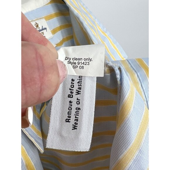 Vintage J.Crew Haberdashery Button-Up Blue & Yellow Striped Shirt - Picture 10 of 11